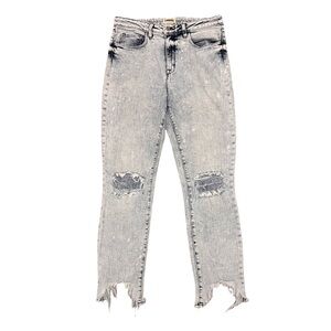 L’AGENCE Distressed High-Rise Skinny Jeans – Acid Wash Gray – Size 29